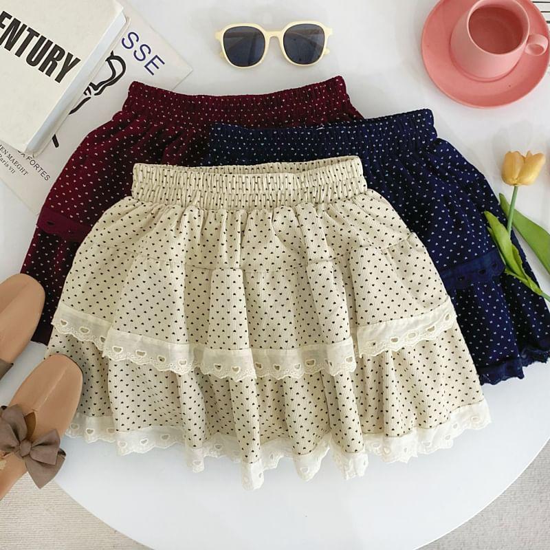 Low Waist Dotted Mini A-Line Skirt Product Image