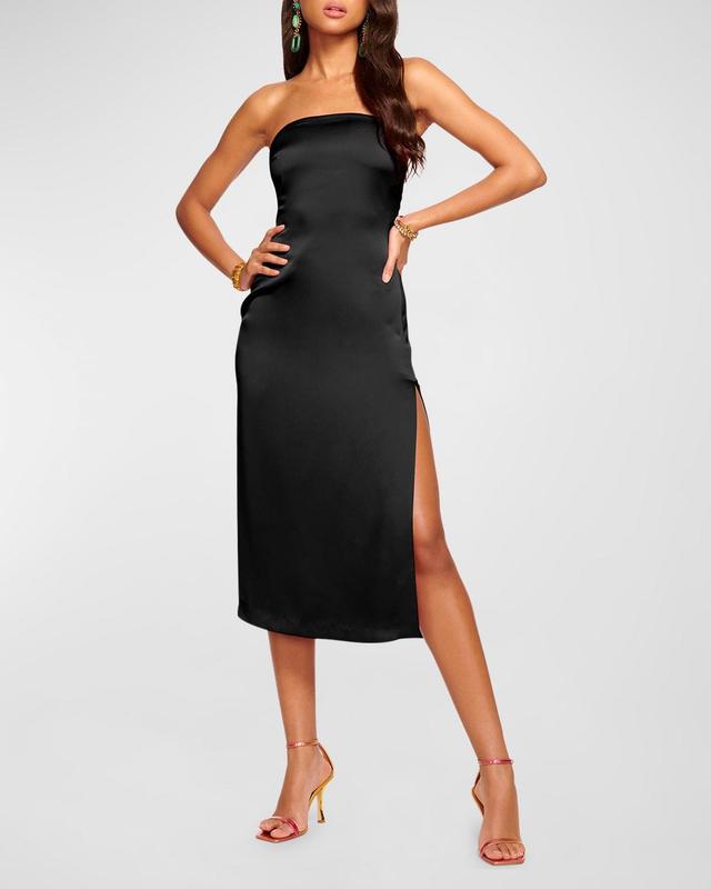 Womens Lisa Strapless Satin Midi-Dress Product Image