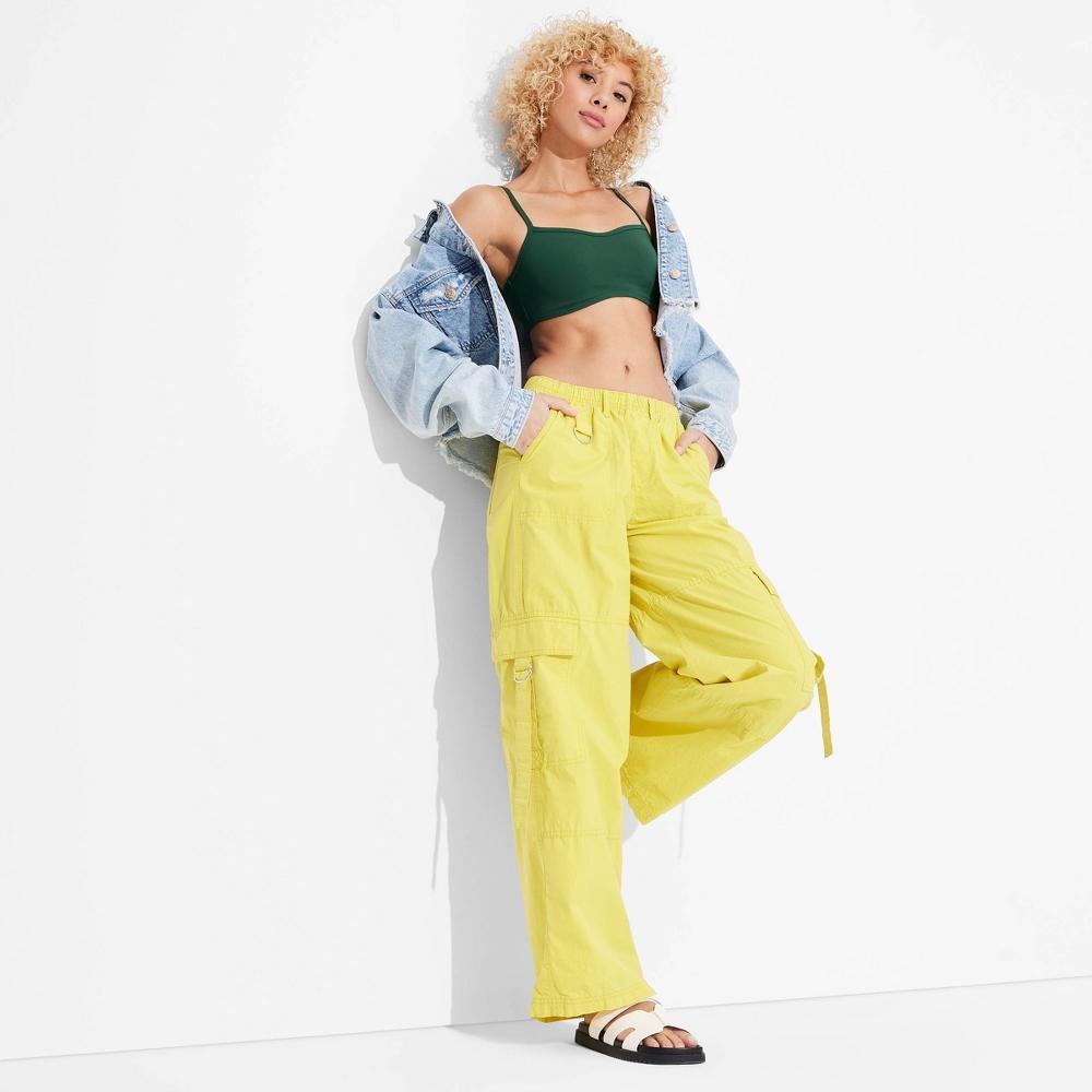 Womens Mid-Rise Wide Leg Cargo Pants - Wild Fable Yellow Product Image