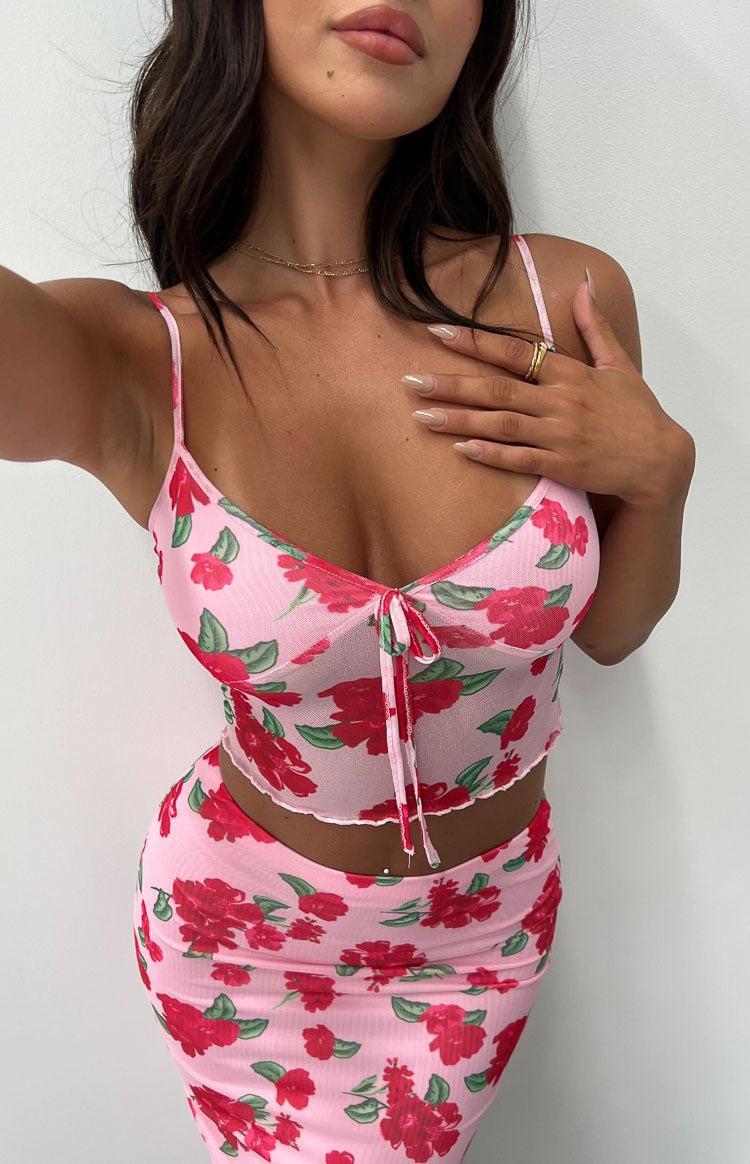 Emz Pink Floral Mesh Cami Product Image