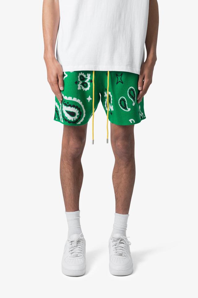 Paisley Knit Shorts - Green Product Image