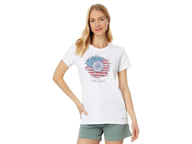 Life is Good American Sunflower Long Sleeve Crusher-Lite Tee (Cloud ) Women's Clothing Product Image