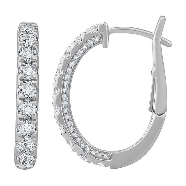 Diamond Medley 14k White Gold 1 9/10 Carat T.W. Lab-Grown Diamond Hoop Earrings, Womens, 14k Whgold Product Image