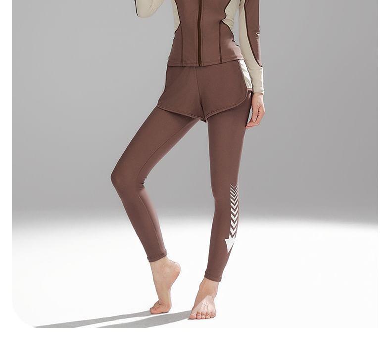 Set: Long-Sleeve Rashguard Top + Swim Pants + Bottom + Bikini Top Product Image