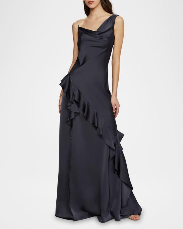 Juliet Charmeuse Cowl-Neck Gown Product Image