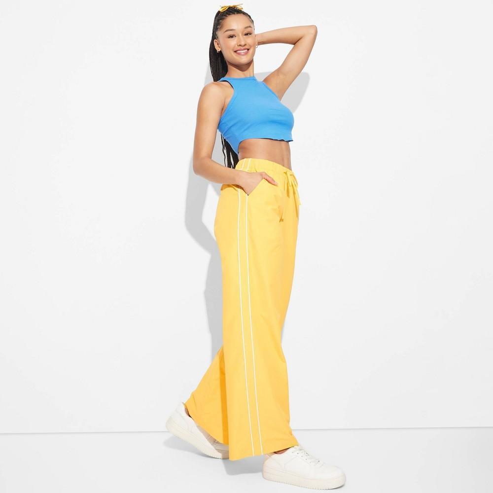 Womens Game Day Mid-Rise Wide Leg Track Pants - Wild Fable Yellow XS Product Image