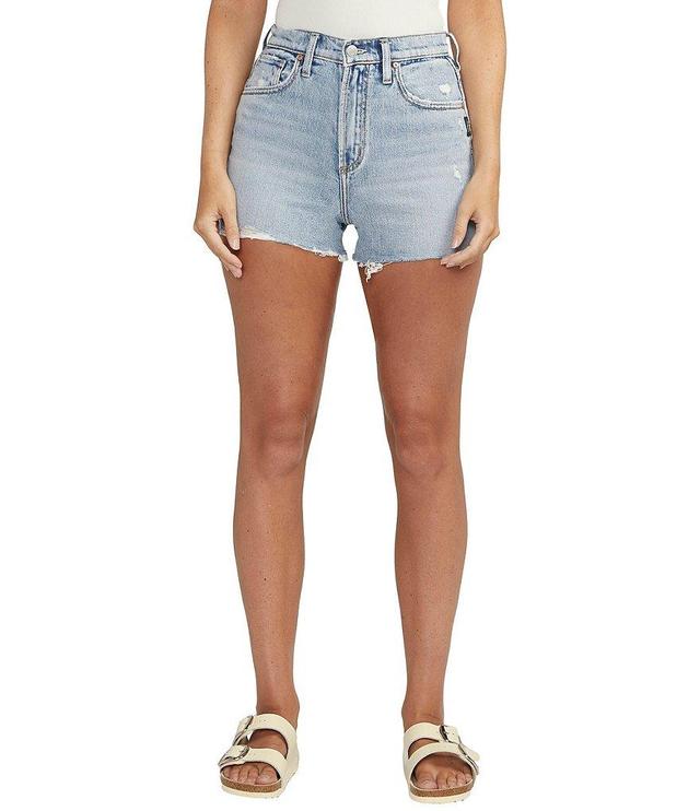 Silver Jeans Co. Highly Desirable High Rise Low Stretch Frayed Hem Shorts Product Image