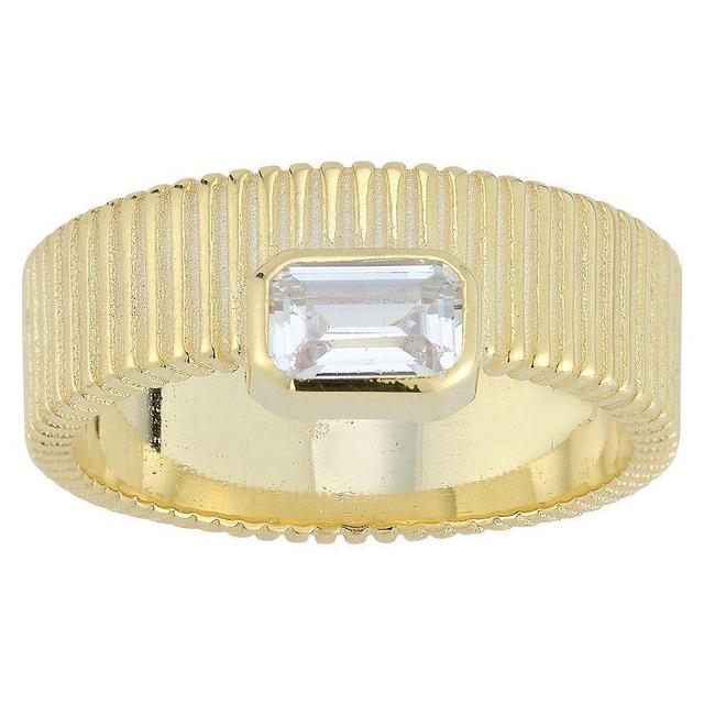 Sunkissed Sterling Cubic Zirconia Ribbed Ring, Womens Gold Tone Product Image