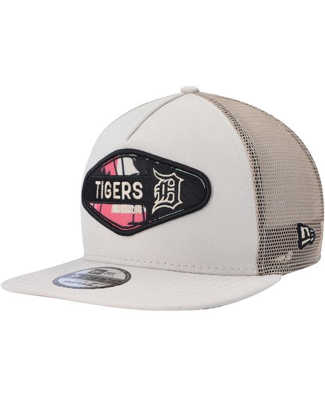 Mens New Era Natural Detroit Tigers Retro Beachin Patch A-Frame Trucker 9FIFTY Snapback Hat Product Image