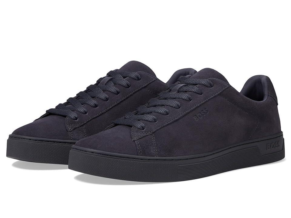 Boss Dark Grey Lace Up Suede Sneakers Product Image