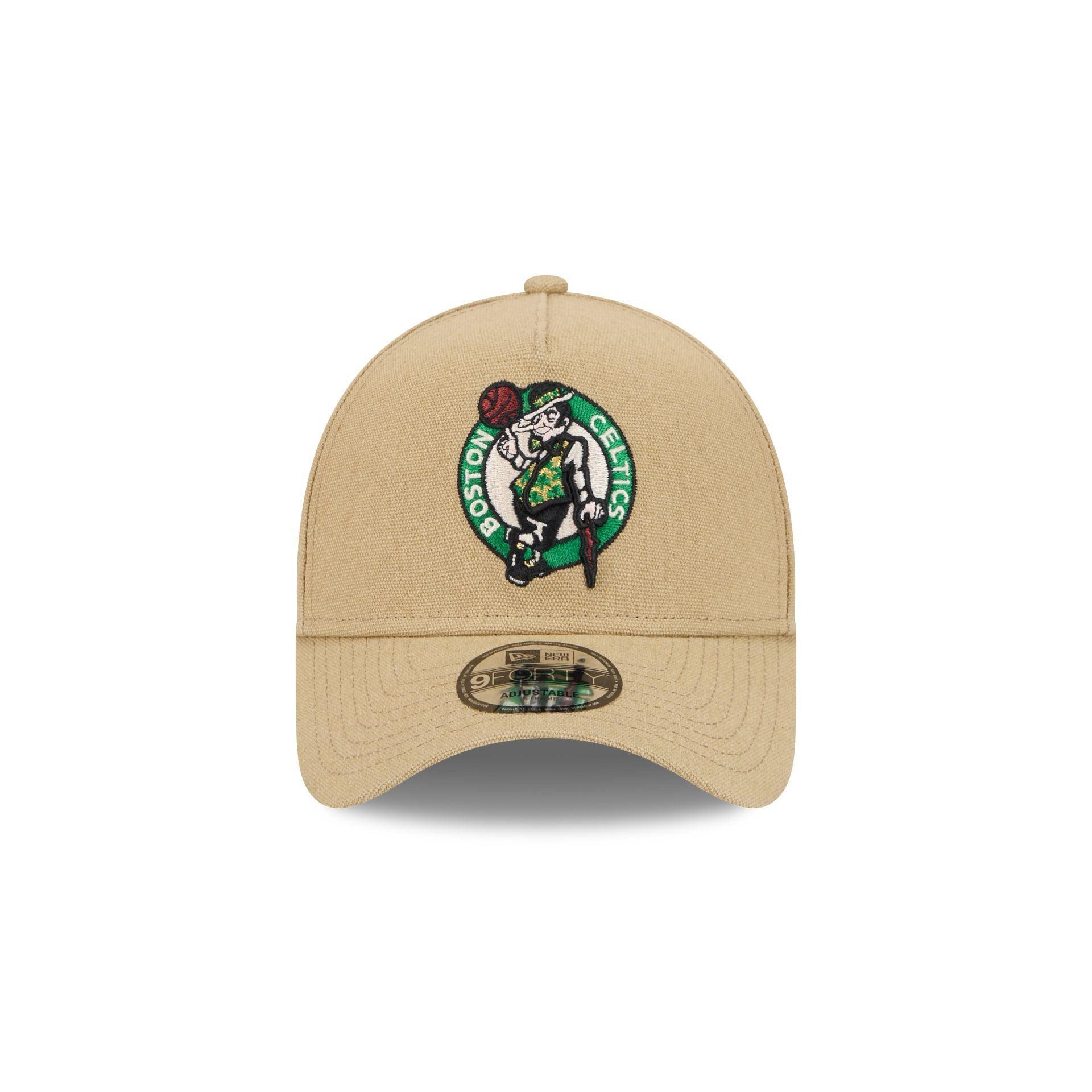 Boston Celtics Logo Essentials Khaki 9FORTY A-Frame Snapback Hat Male Product Image