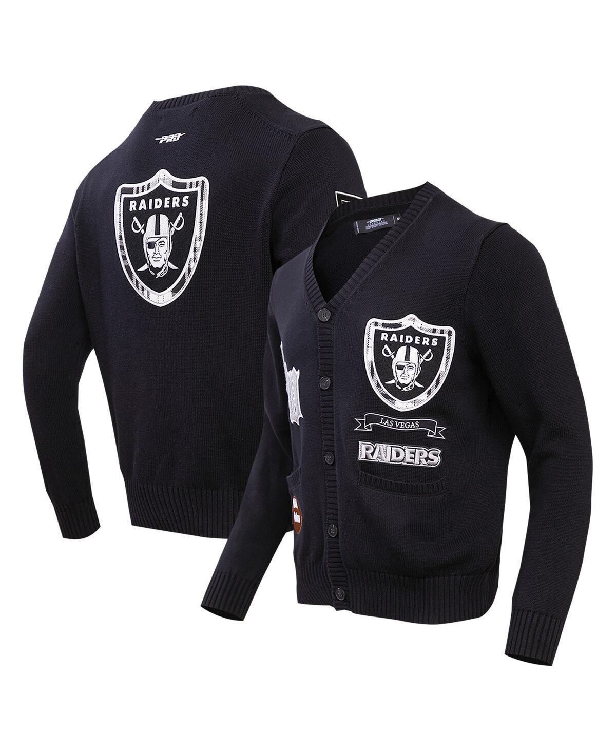 Mens Pro Standard Black Las Vegas Raiders Prep Button-Up Cardigan Sweater Product Image