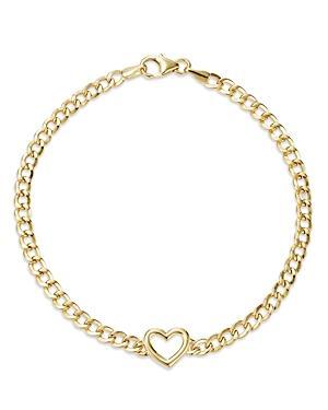 Bloomingdales Open Heart Curb Link Chain Bracelet in 14K Yellow Gold - 100% Exclusive Product Image