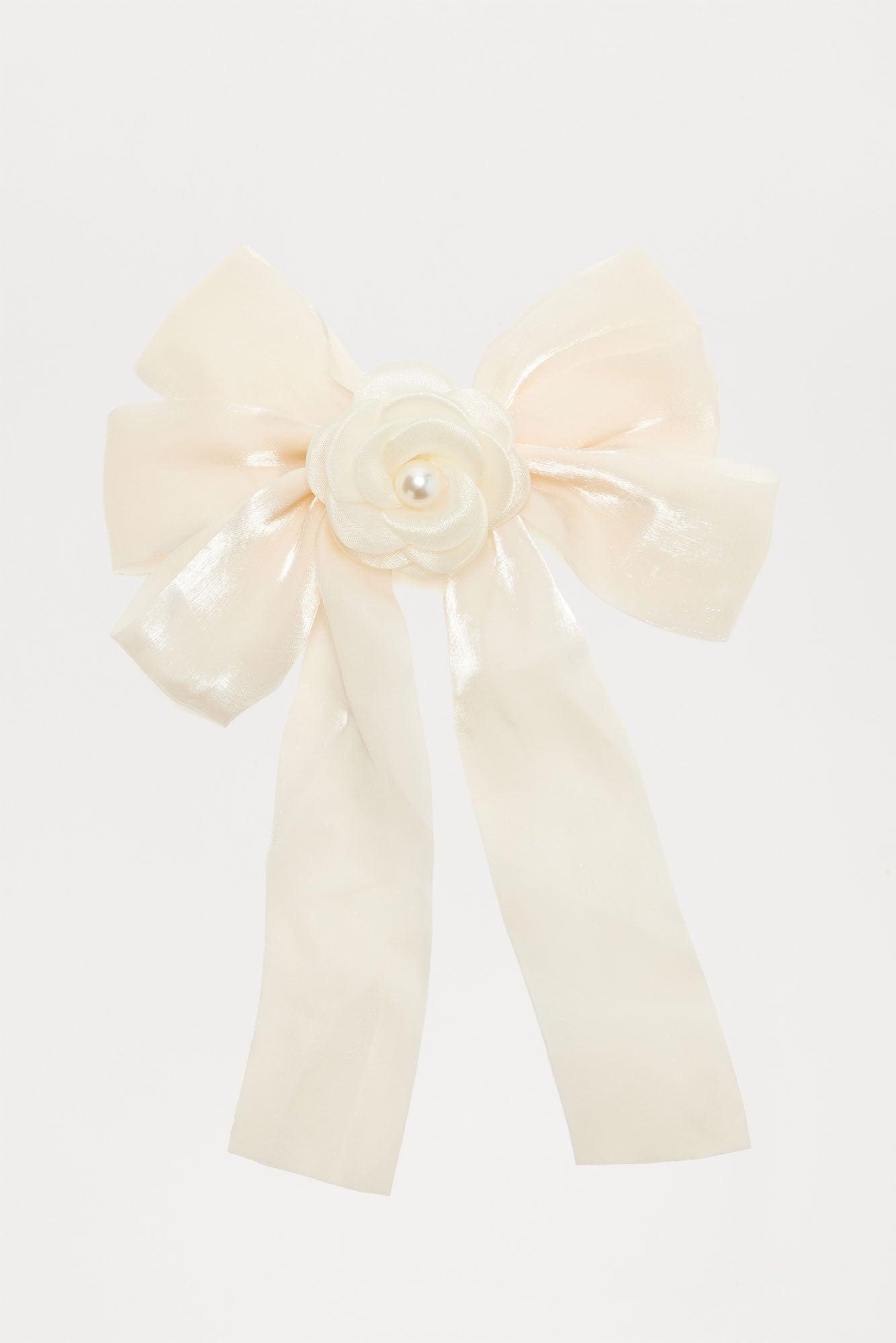 Roses And Bows Hair Clip - Ivory Product Image