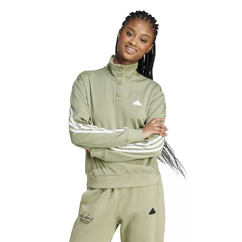 adidas Iconic Wrapping 3-Stripes Snap Track Jacket (Tent /White) Women's Jacket Product Image