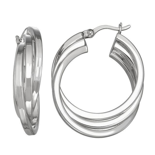 Sterling Silver Multi-Tube Twisted Hoop Earring, Womens Product Image