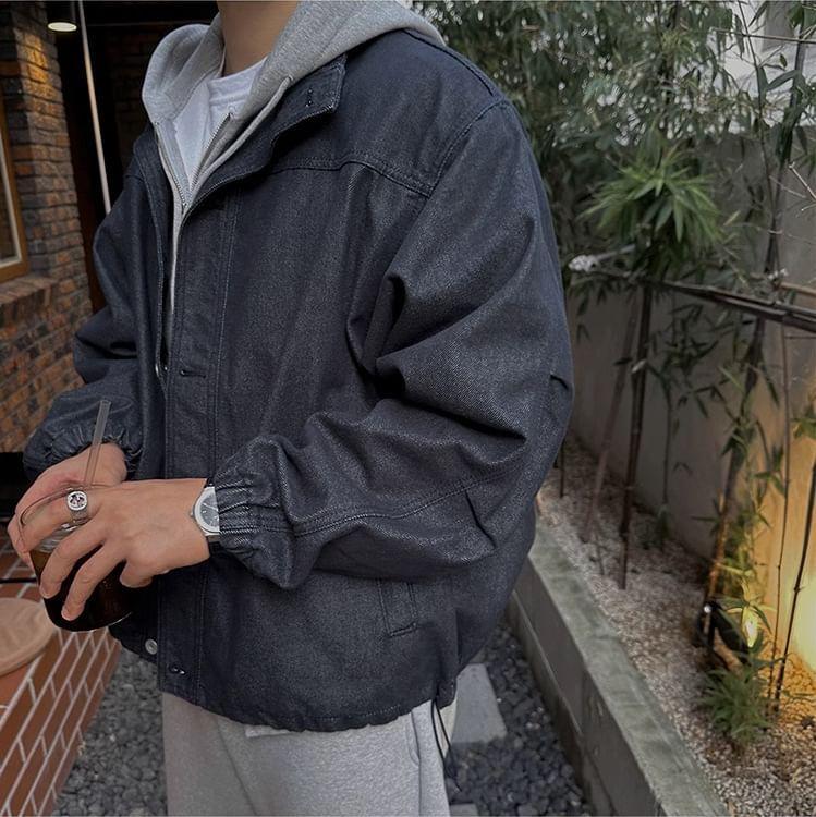 Plain Denim Single-Breasted Jacket product image