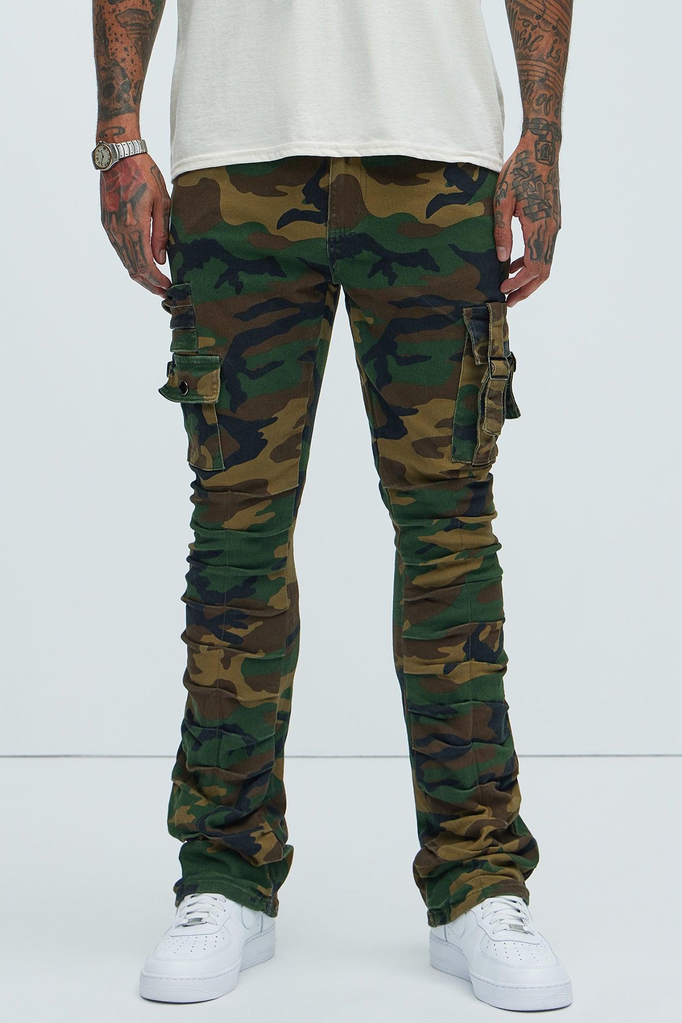 Step In Ruched Slim Flare Cargo Pants - Camouflage product image