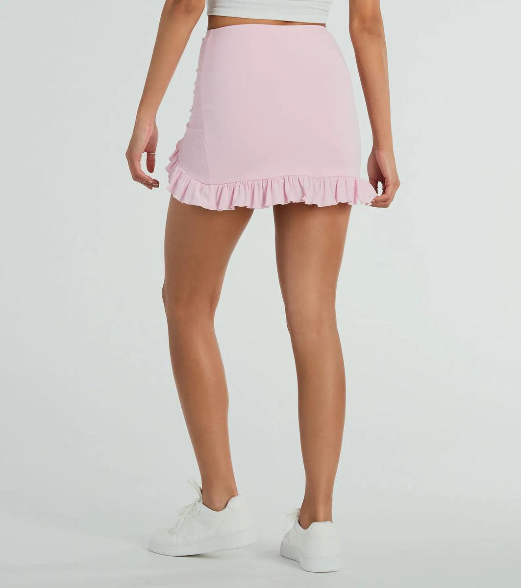 Made Ya Wink Mid-Rise Ruffle Mini Skirt Product Image