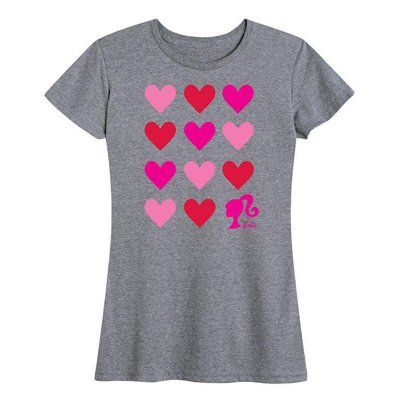 Womens Barbie Heart Grid Graphic Tee Product Image