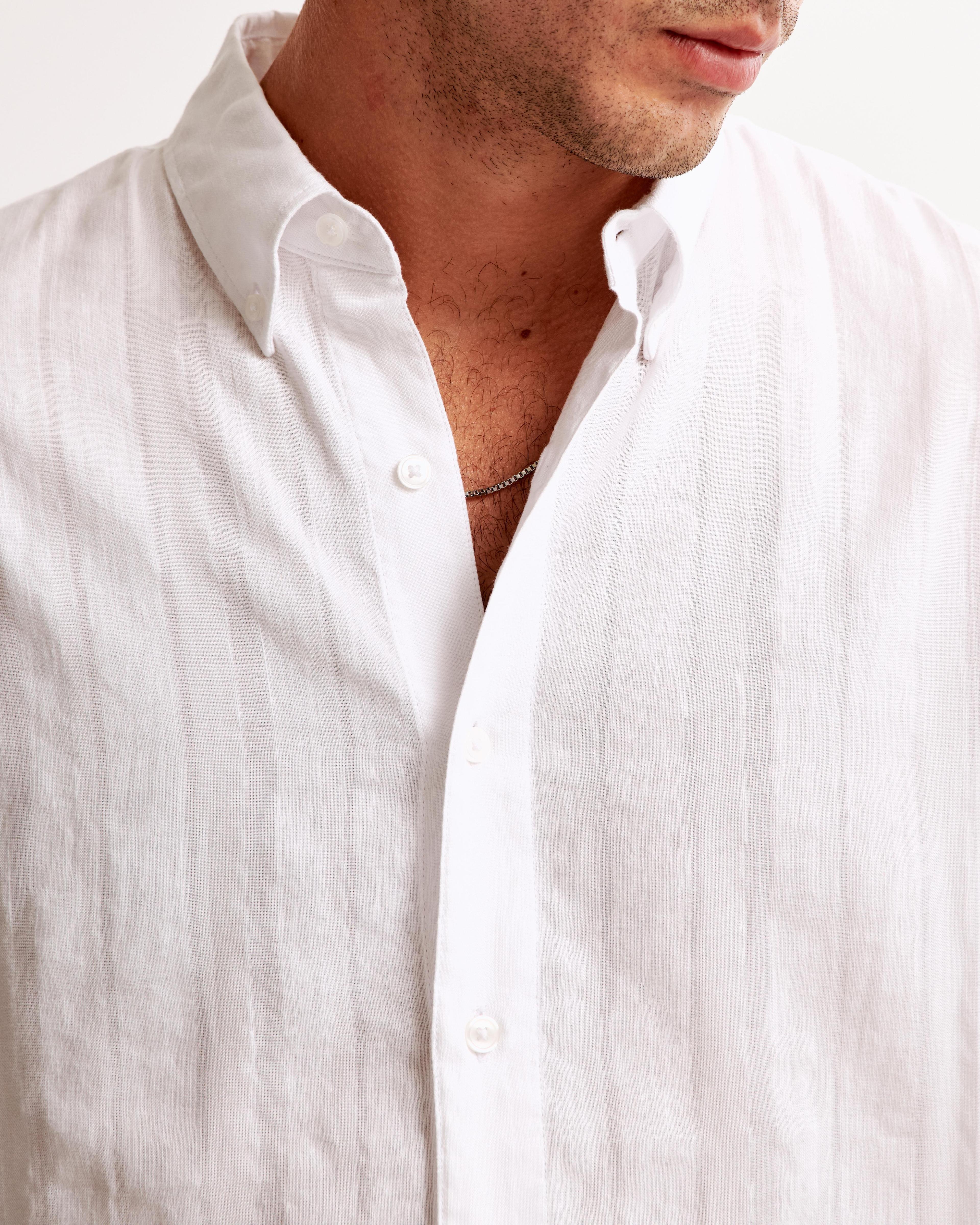 Summer Linen-Blend Button-Up Shirt Product Image