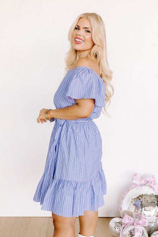 Simply Supreme Stripe Dress In Sky Blue Curves Product Image