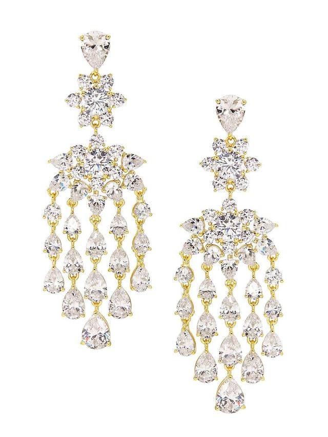 Womens Dahlia Floral 18K Gold-Plated & Cubic Zirconia Chandelier Earrings Product Image