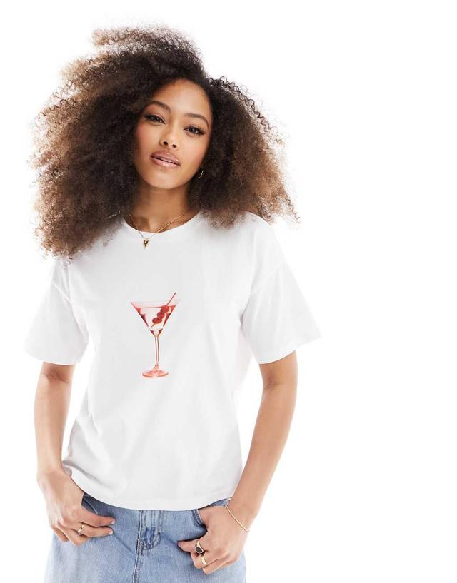 ASOS DESIGN martini oversized graphic tee in ivory Product Image