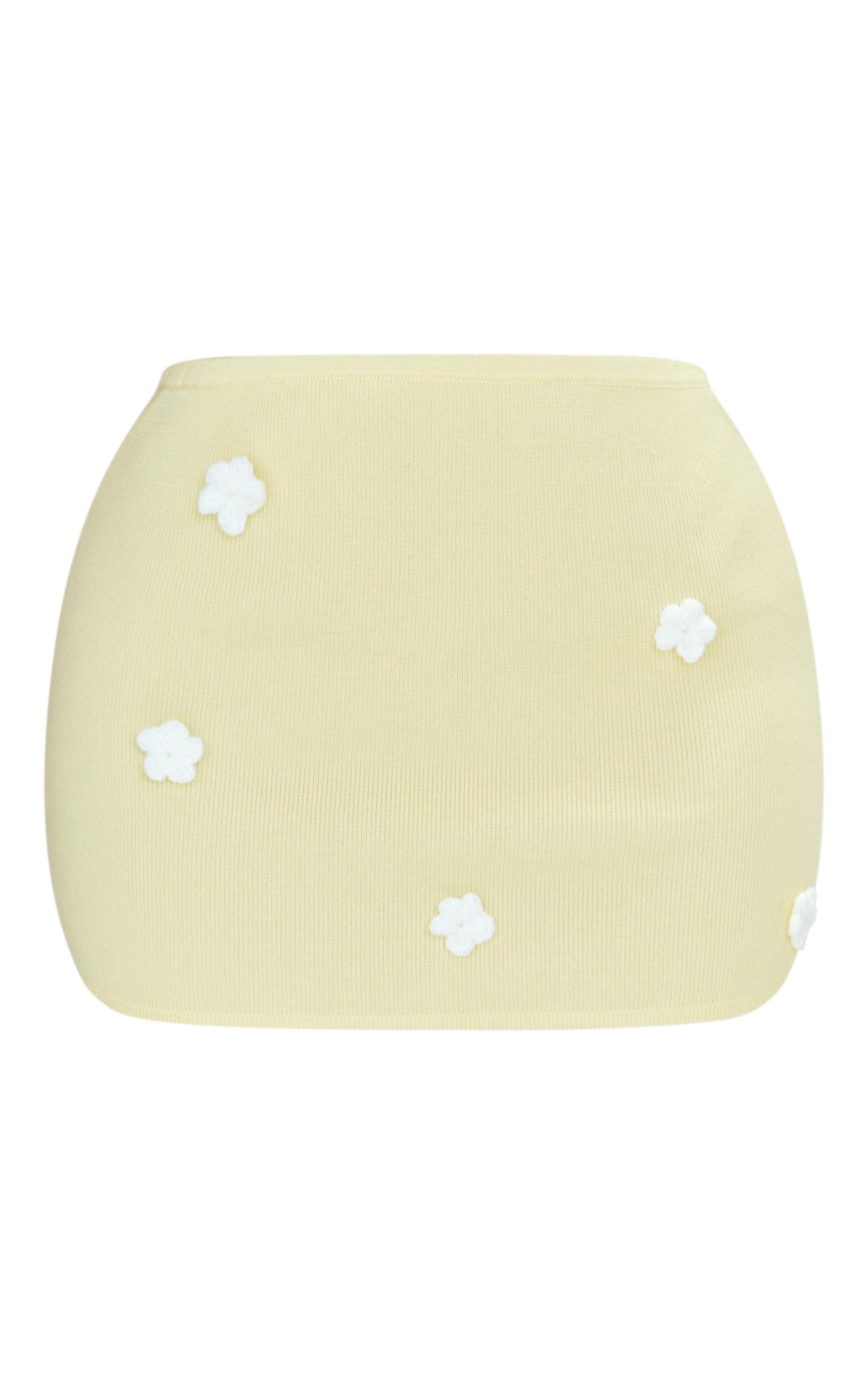 Petite Lemon Knitted Micro Mini Skirt With Flower Details product image