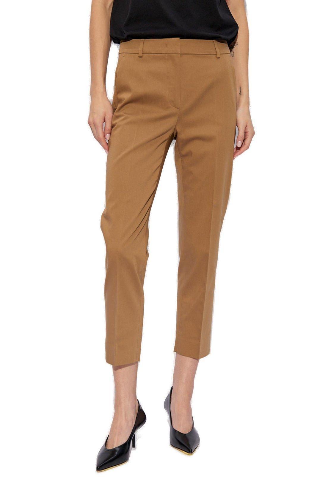 Tapered Cropped Trousers In Brown Product Image