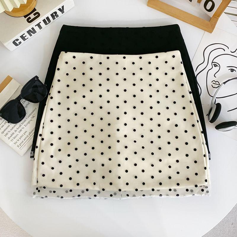 High Waist Dotted Mesh Mini Pencil Skirt Product Image