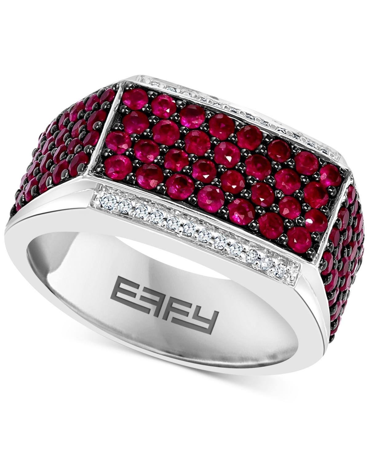 Effy Mens Ruby (2-1/2 ct. t.w.) & Diamond (1/10 ct. t.w.) Ring in Sterling Silver Product Image