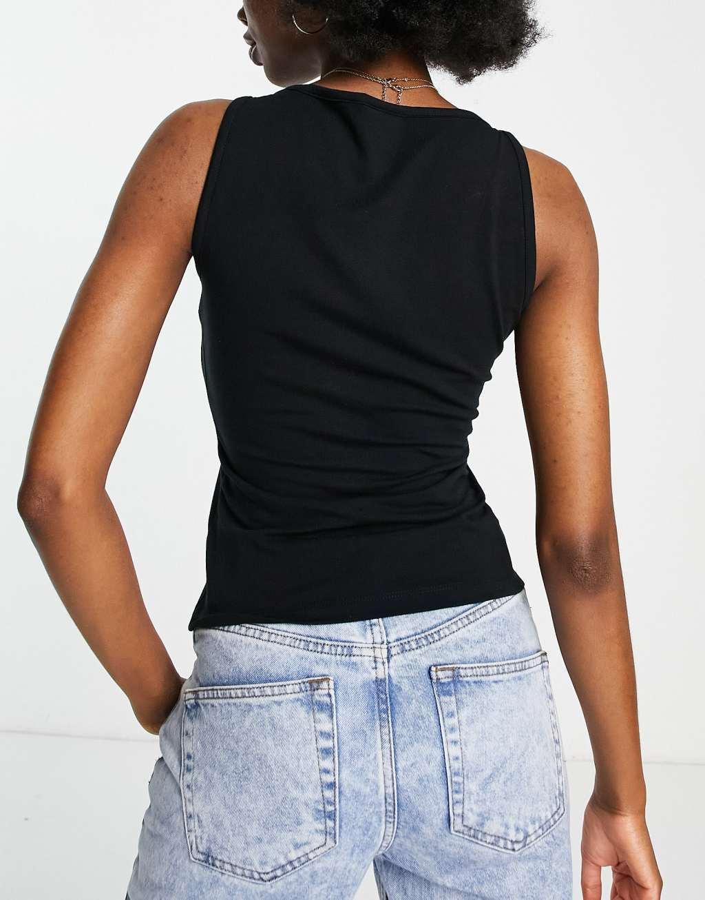 ASOS DESIGN Fuller Bust high neck tank top in black Product Image