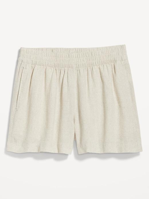 High-Waisted Linen-Blend Pull-On Shorts -- 3.5-inch inseam Product Image