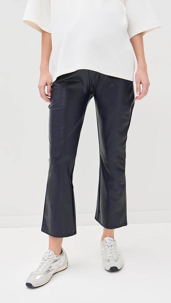 HATCH The Vegan Stretch Leather Crop Flare Pants | Shopbop Product Image