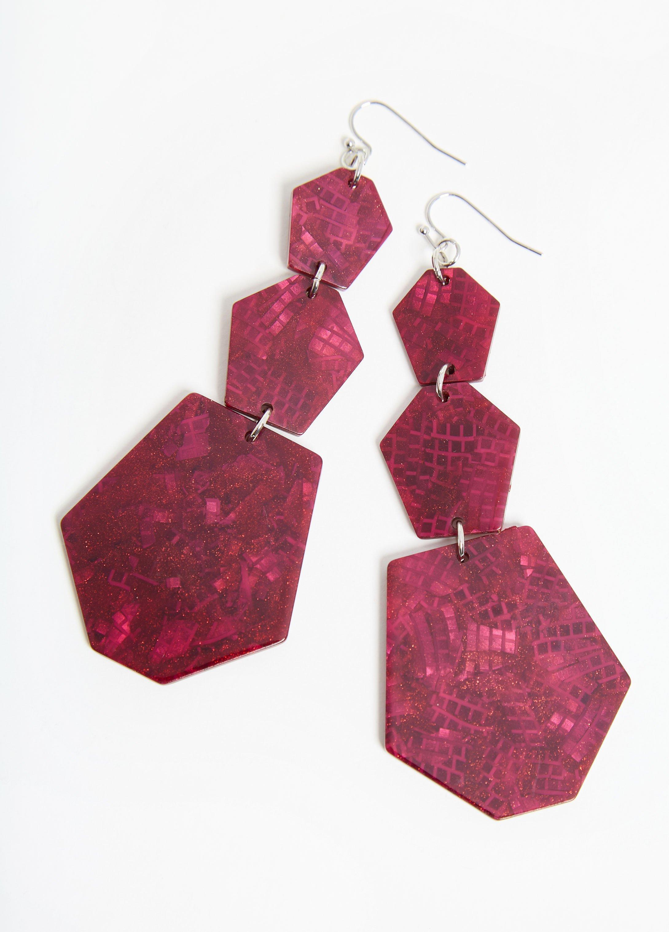 Plus Size Glittered Disc Drop Earrings Ashley Stewart Product Image