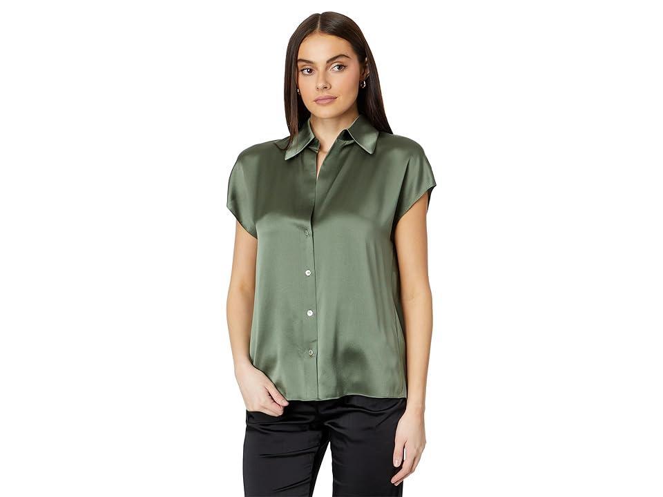 Vince Cap Sleeve Gathered Back Silk Blouse Product Image