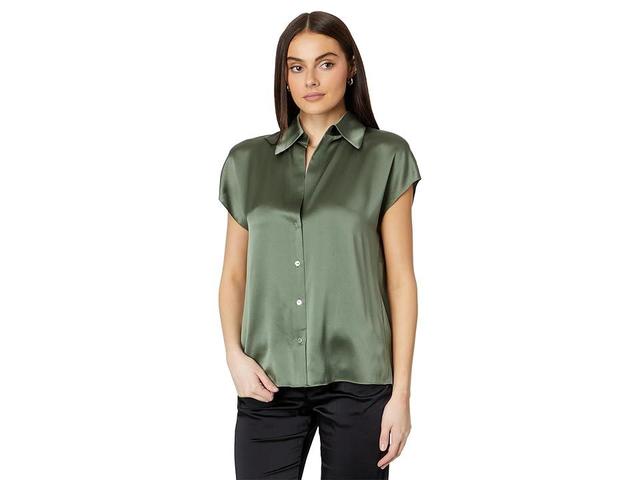 Vince Cap Sleeve Ruched Back Blouse (Sea Fern) Women's Blouse Product Image