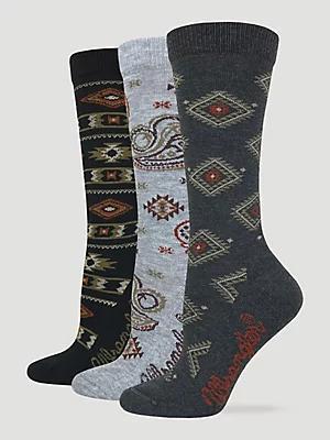 Women's Southwest Print Crew Socks (3-Pack) | Women's ACCESSORIES | Wrangler® Product Image