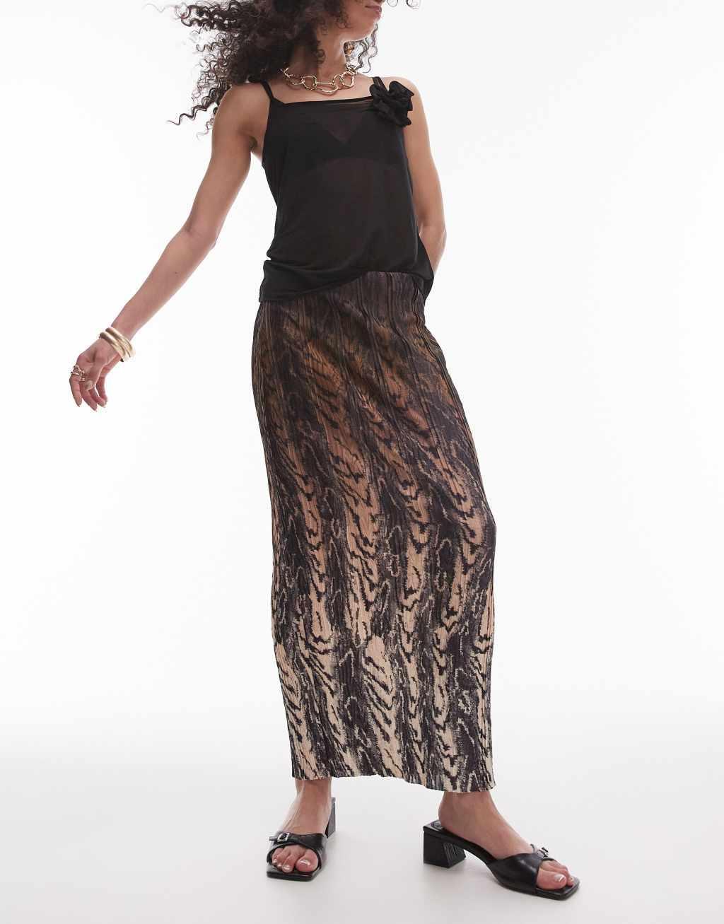 Topshop ombre snake plisse skirt in multi product image