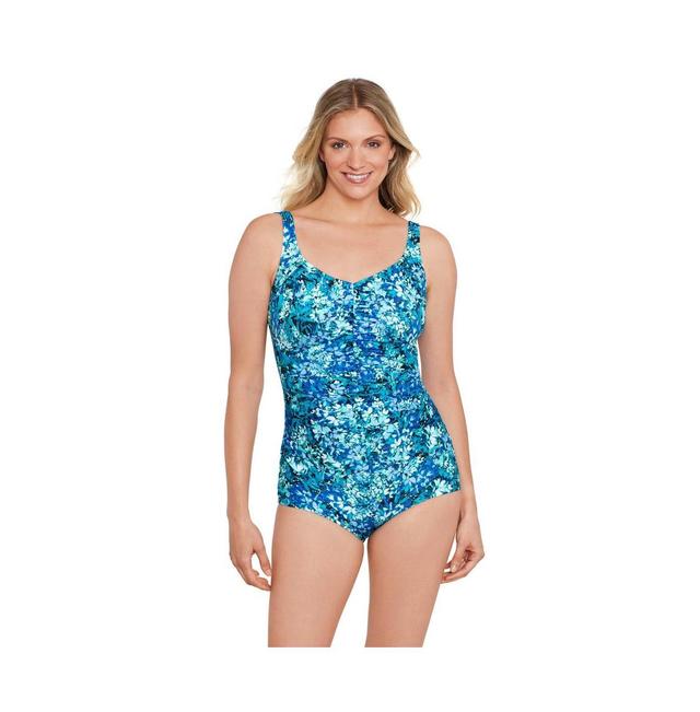 ShapeSolver by Penbrooke Womens ShapeSolver Shirred Front Girl Leg One-Piece Swimsuit Product Image