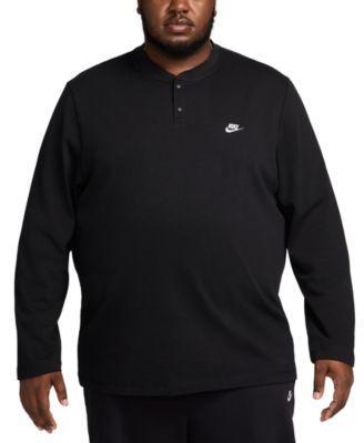 Nike Club Mens Relaxed Fit Long Sleeve Henley - Dk Grey Heather/lt Smoke Grey Product Image