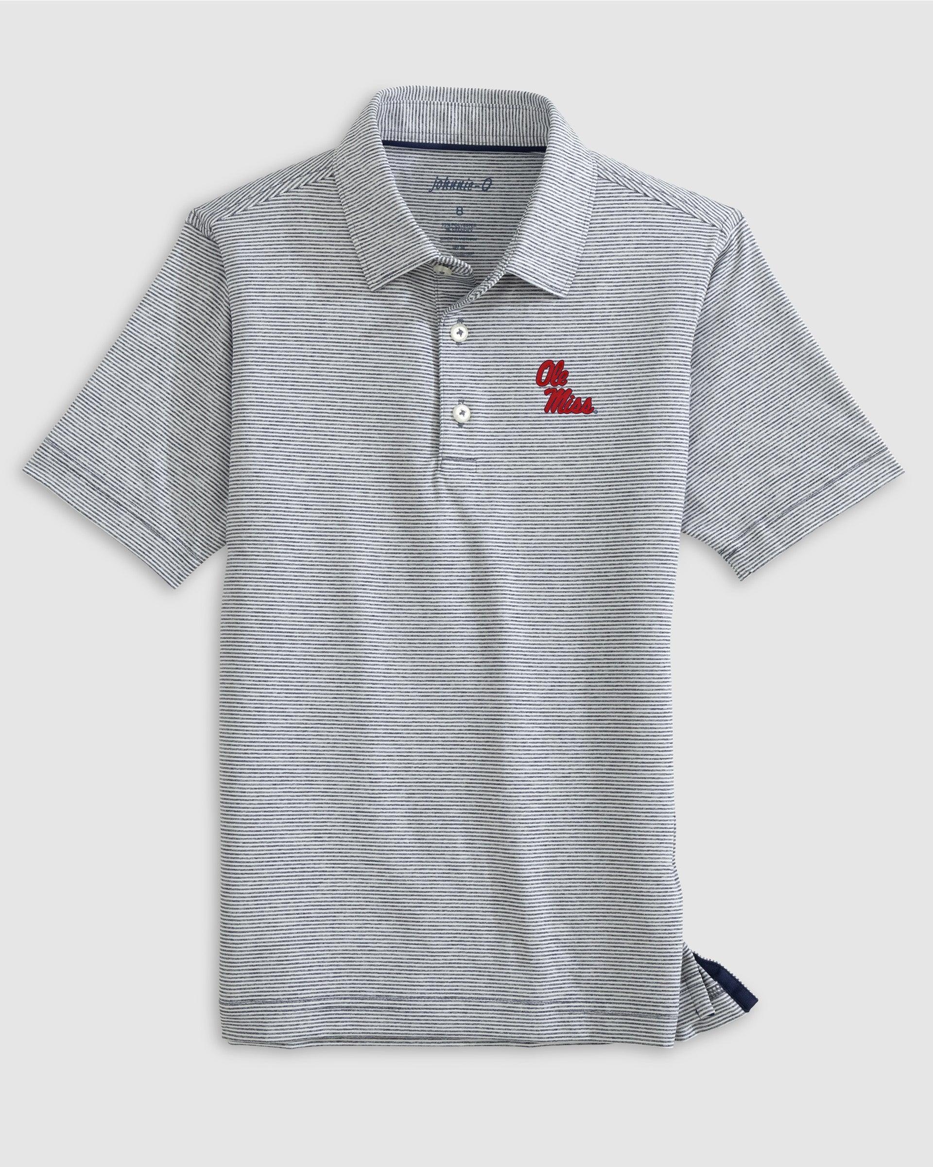 johnnie-O Ole Miss Lyndonn Jr. Striped Jersey Performance Polo - Stacked Logo Product Image