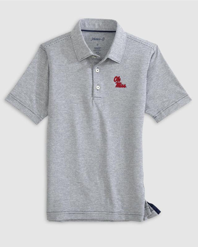 johnnie-O Ole Miss Lyndonn Jr. Striped Jersey Performance Polo - Stacked Logo Product Image