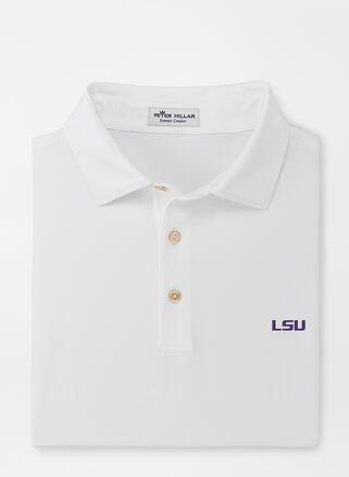 Peter Millar Mens LSU Solid Performance Jersey Polo | Color: White | Size: S Product Image