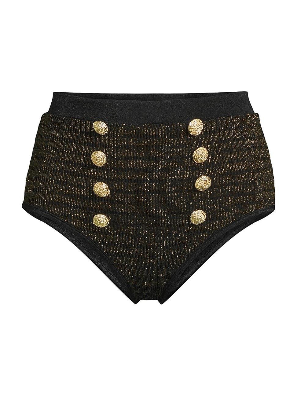 Womens Metallic High-Waisted Bikini Bottom Product Image