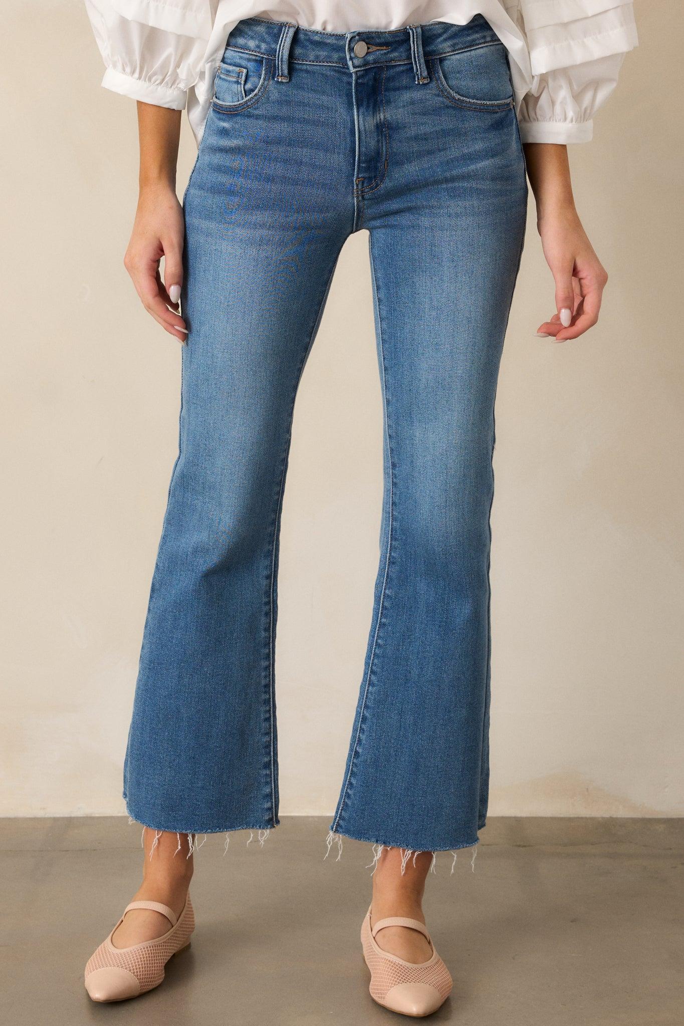 Nightfall Spark Medium Wash Cropped Flare Jeans Product Image