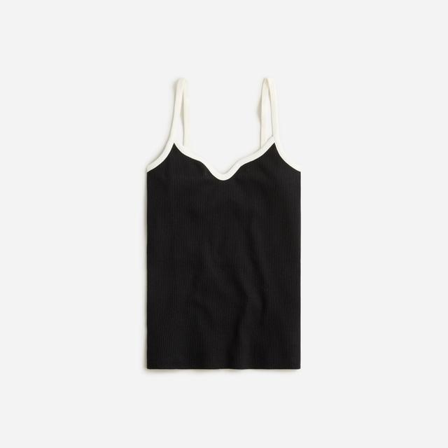 Vintage rib sweetheart tank top with contrast trim Product Image