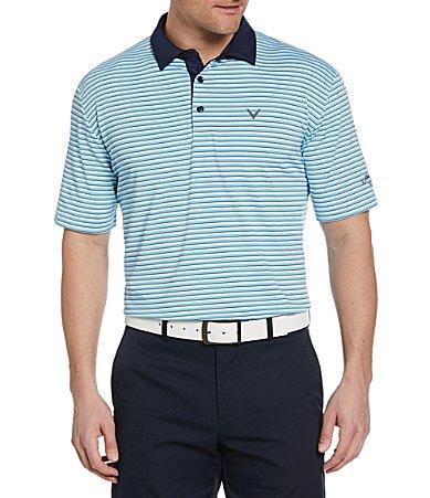 Callaway Knit 3-Color Striped Polo Shirt Product Image