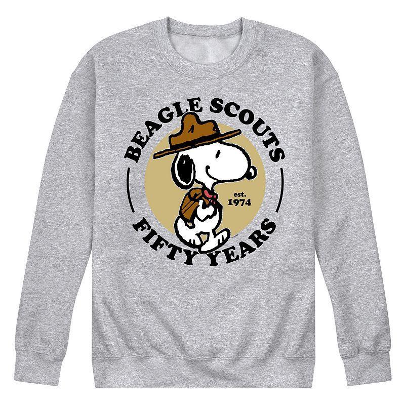 Mens Peanuts Beagle Scout Scout Fleece Sweatshirt Grey Gray Product Image